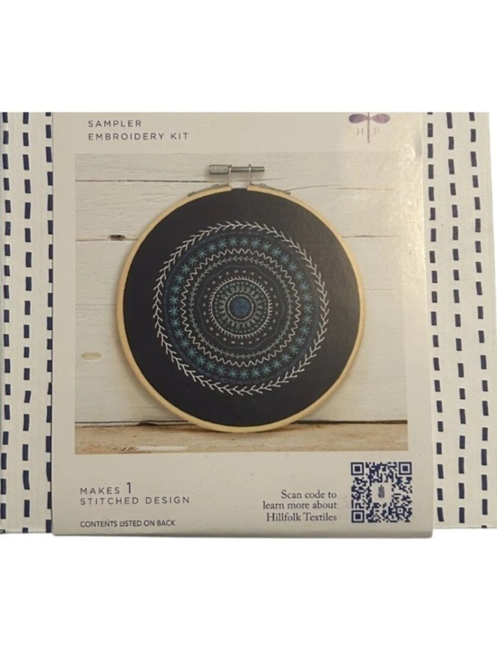 Hillfolk Sampler Embroidery Kit 6" Bamboo Hoop & Thread For 1 Stitch Design NSB - Picture 3 of 5